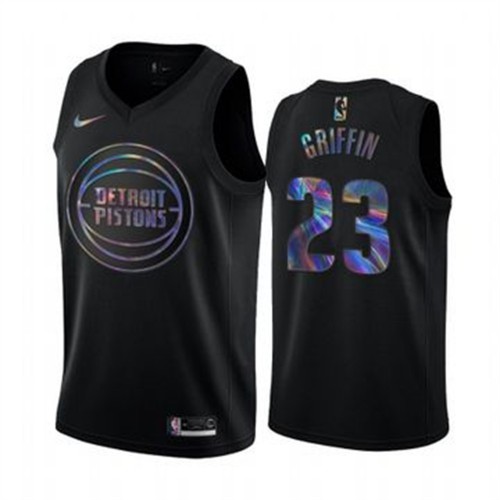 Nike Detroit Pistons #23 Blake Griffin Mens Iridescent Holographic Collection NBA Jersey ¨C Black Mens