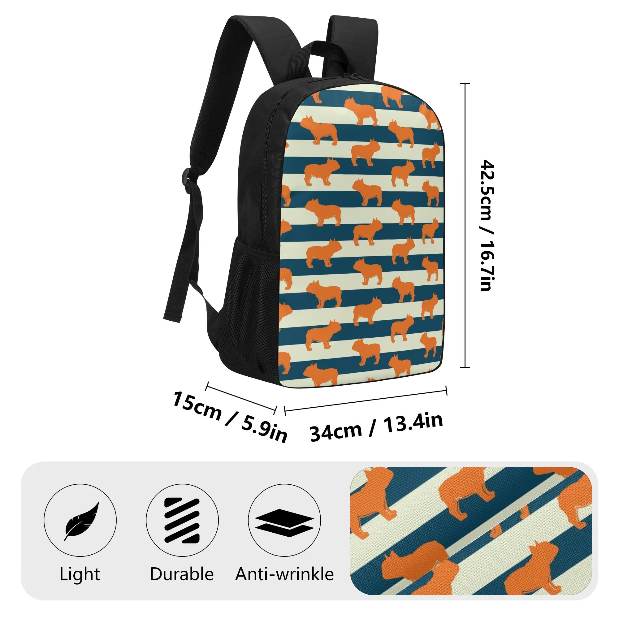 Lifestyle-Driven Teddy - 17 Inch Backpack for French Bulldog Lovers