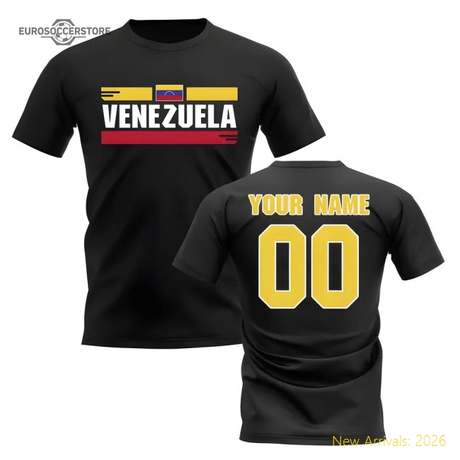 Personalised Venezuela Fan Football T-Shirt (black)