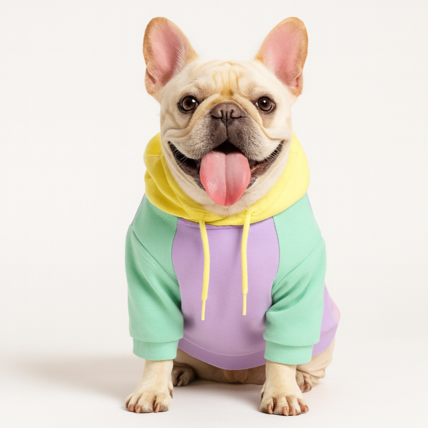 Comfortable Tailvent Frenchie Human Matching Hoodie – Pastel Colorblo...