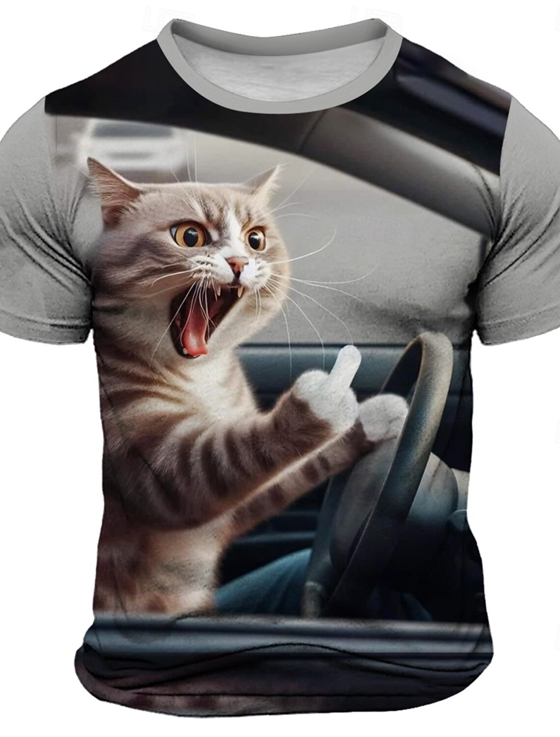 Men's Cat Funny T Shirt Short Sleeve 3D Print Crew Neck Fashion Daily