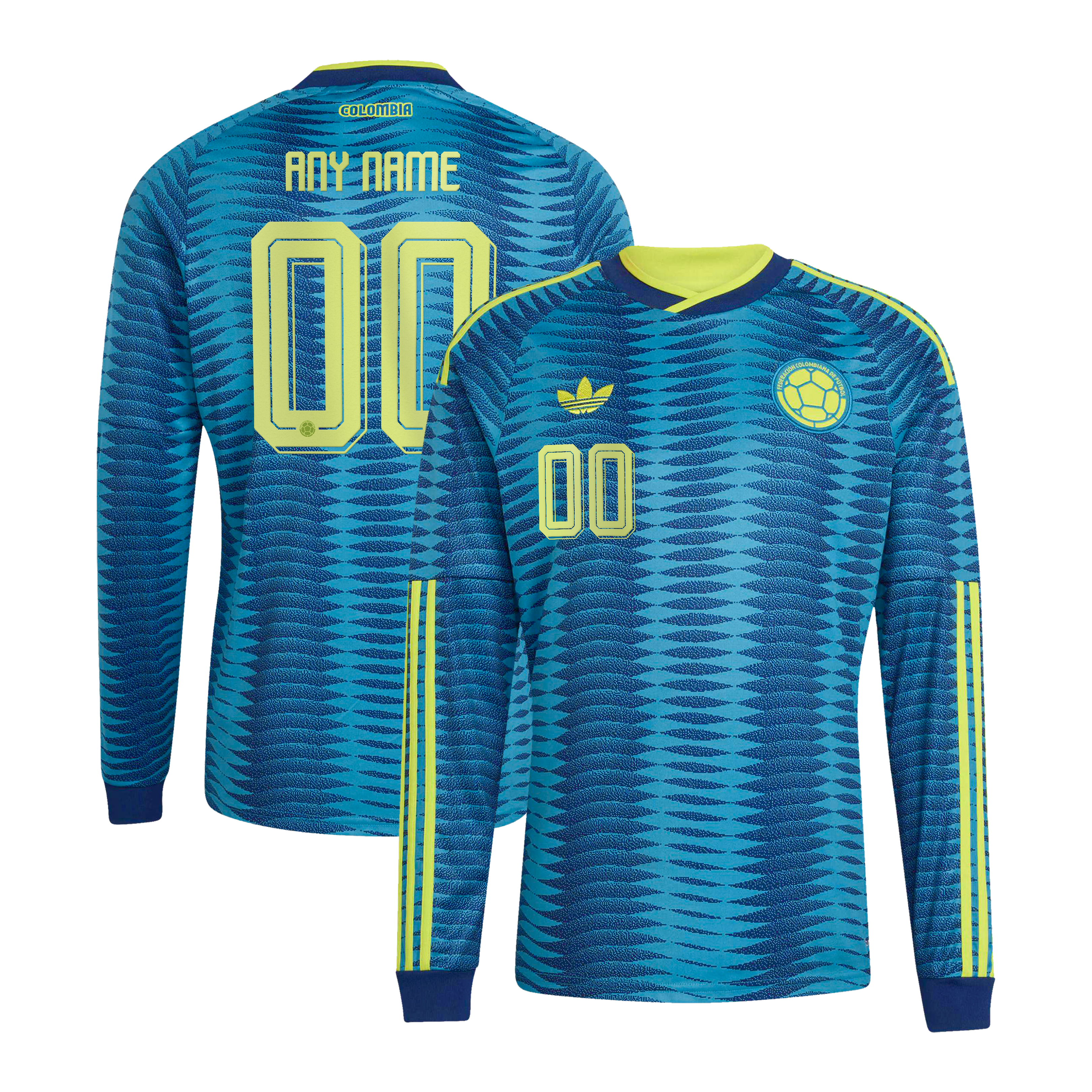 [SJH] Colombia National Team 2026 Away Replica Long Sleeve Custom Jersey - Turquoise