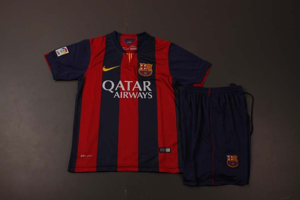 Quick Dry Barca Kids Barcelona 1415 Home Soccer Kit ShortsShirt
