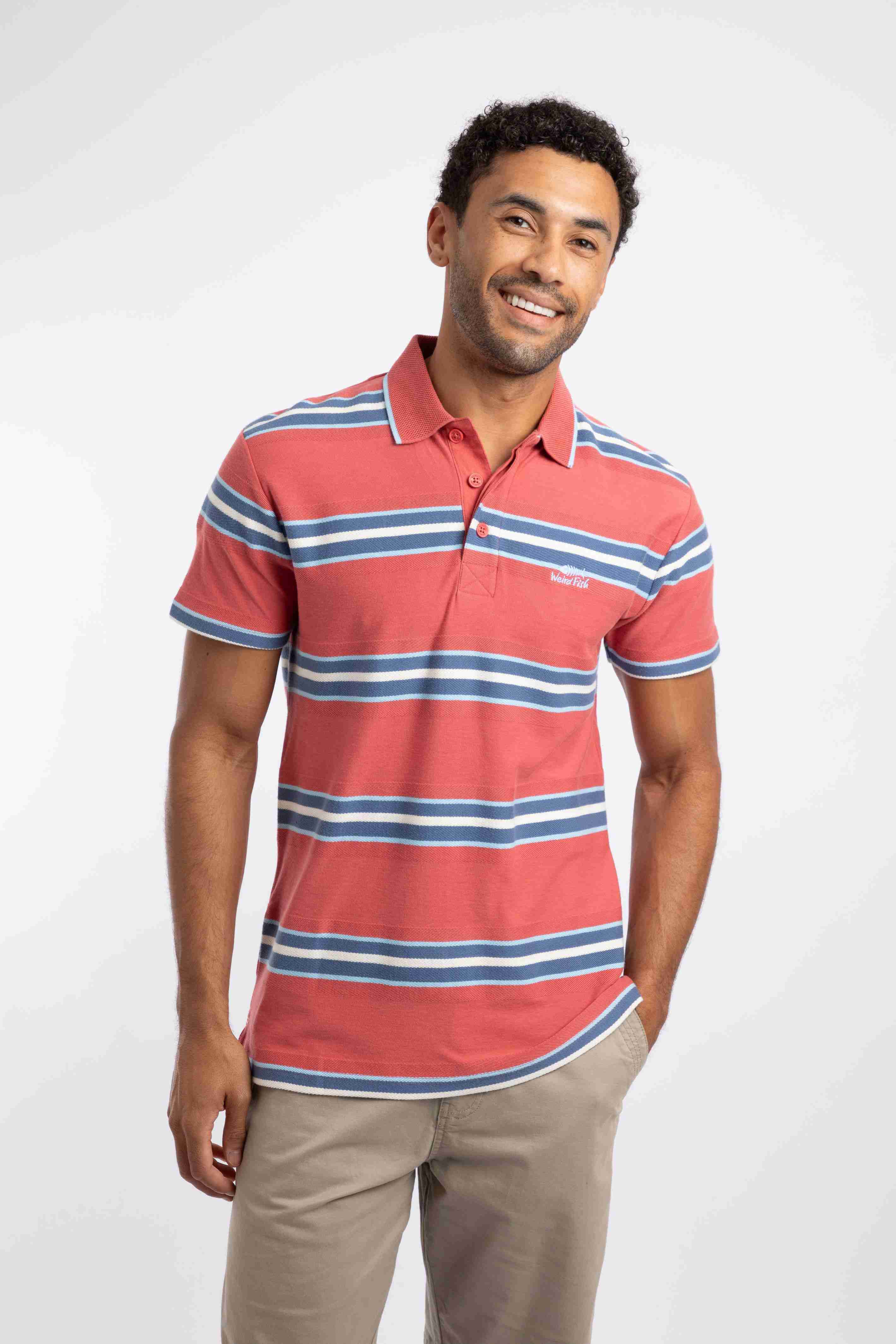 Dent Block Stripe Polo Shirt Nantucket