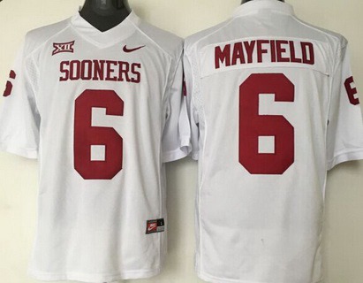 Men's OU Sooners White 2024 alternate jersey Baker Mayfield #6