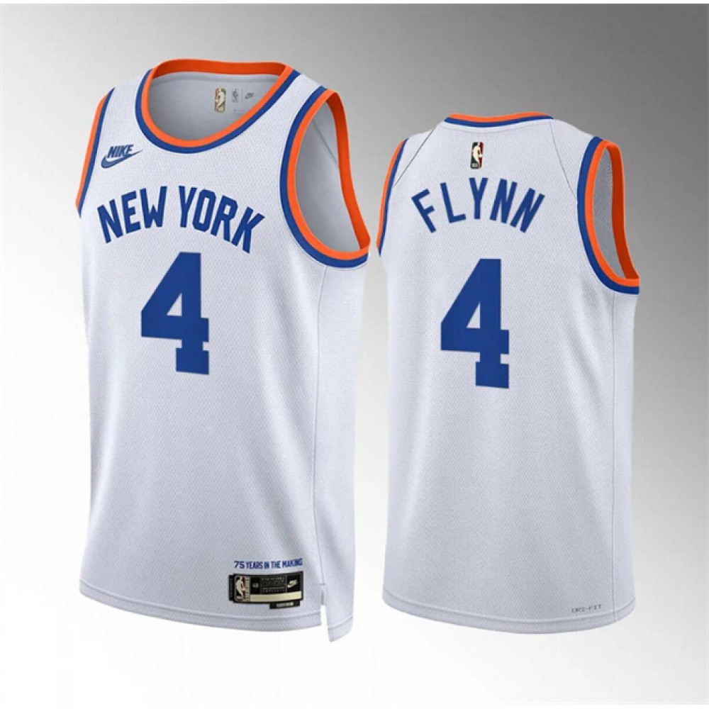 Authentic Men's NY Knicks #4 Malachi White Basketball Jersey