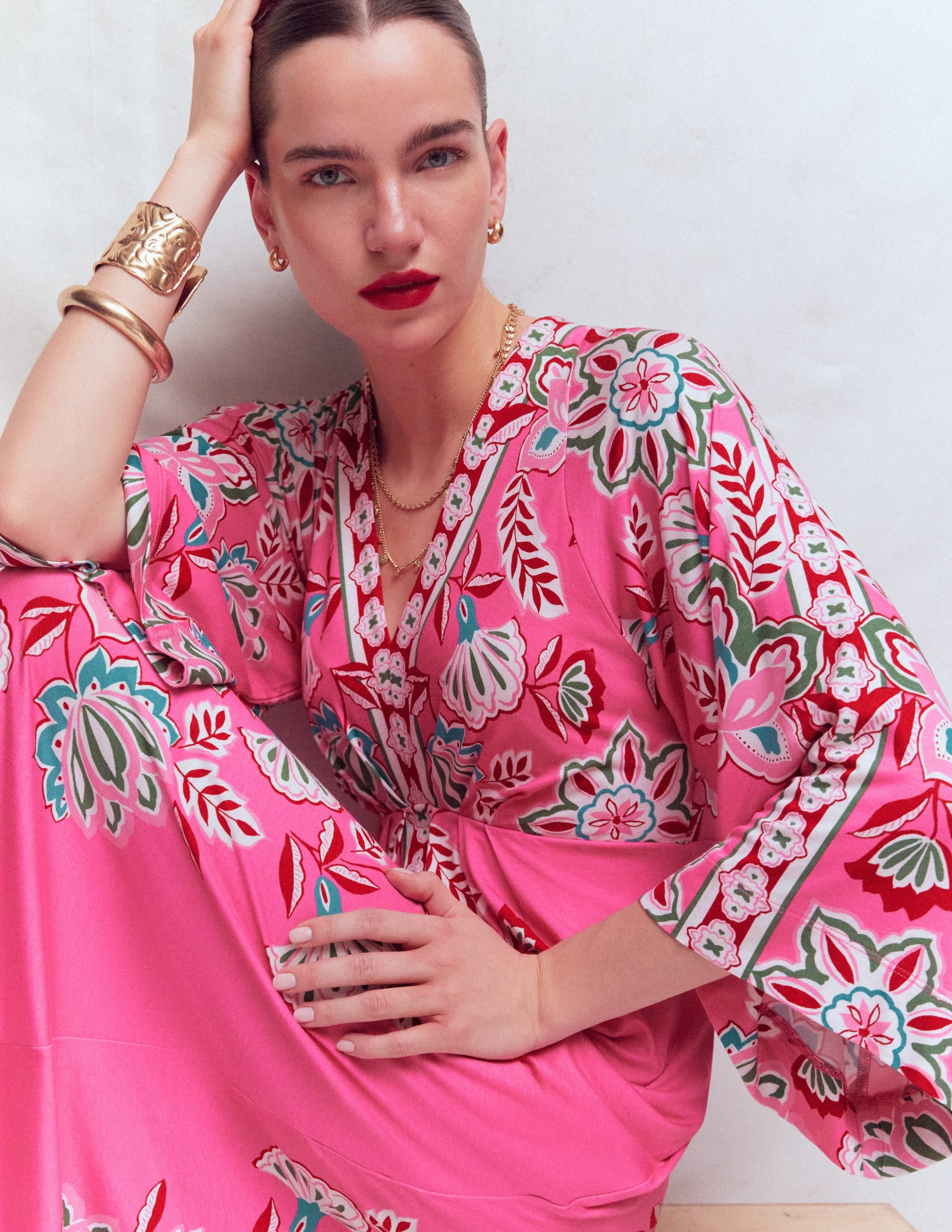 Nell Kimono Midi Jersey Dress