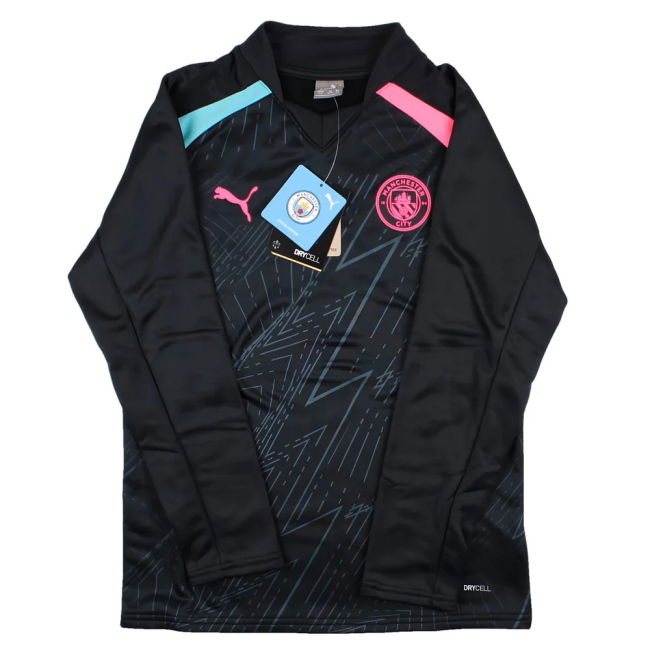 vintage 2023-2024 Man City Pre-Match LS Sweat Top (Dark Navy) - Kids