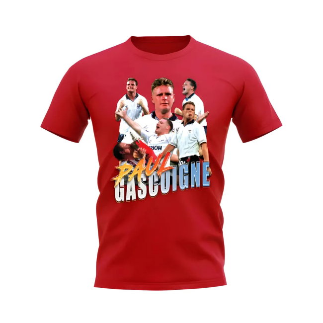 Paul Gascoigne England Bootleg T-Shirt (Red)