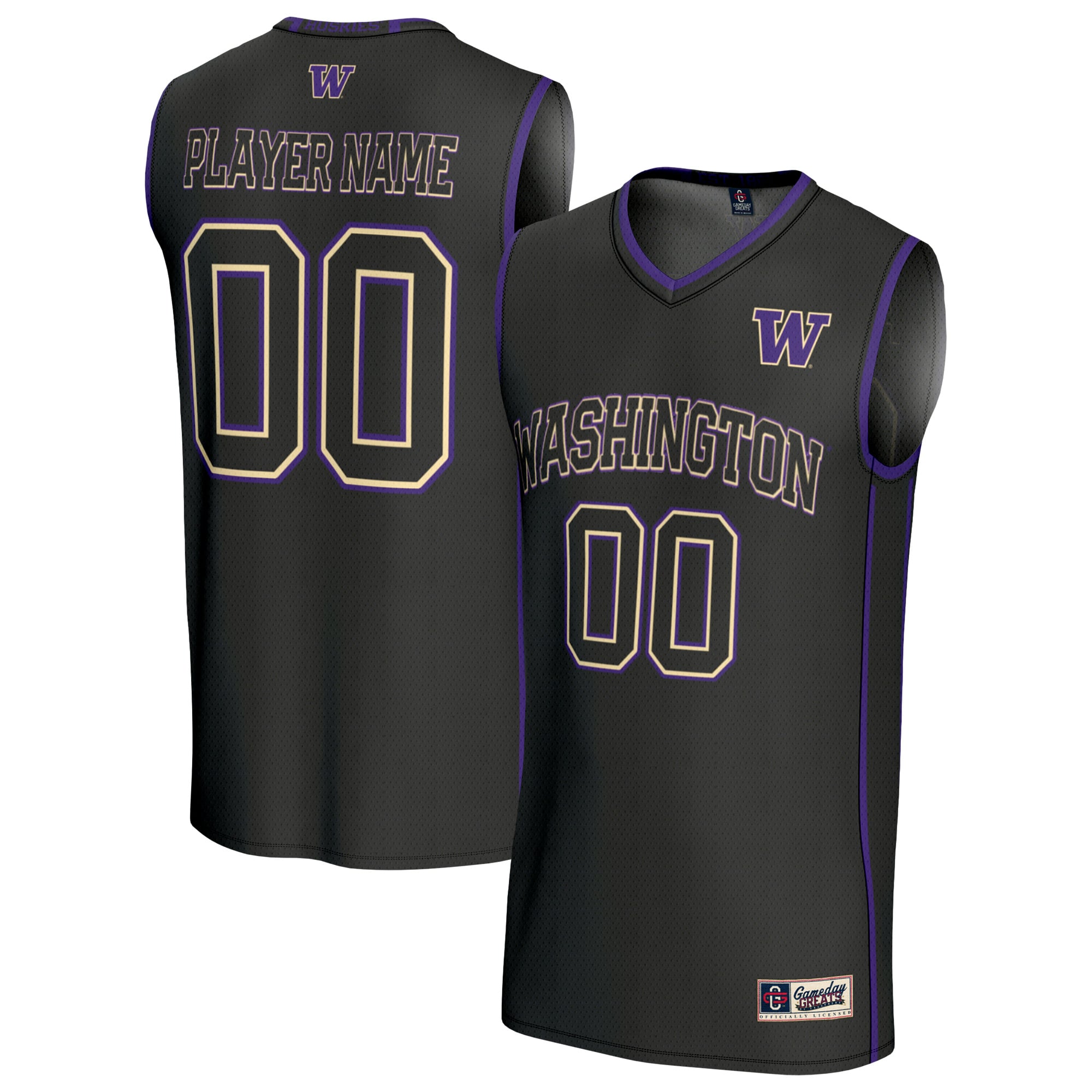 Washington Huskies GameDay Greats Youth Lightweight Collegiate Men's Basketball NIL Pick-A-Player Fashion Jersey - Black