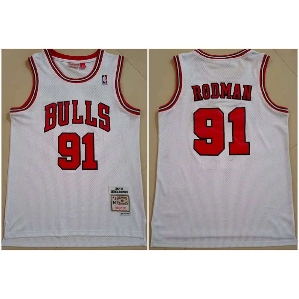 Durable Chicago Bulls 91 White Jersey - Basketball Fan Gear