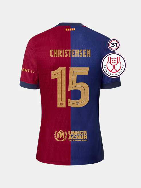 Barcelona's CHRISTENSEN Jersey for the 24-25 Copa Del Rey Final, Version 15