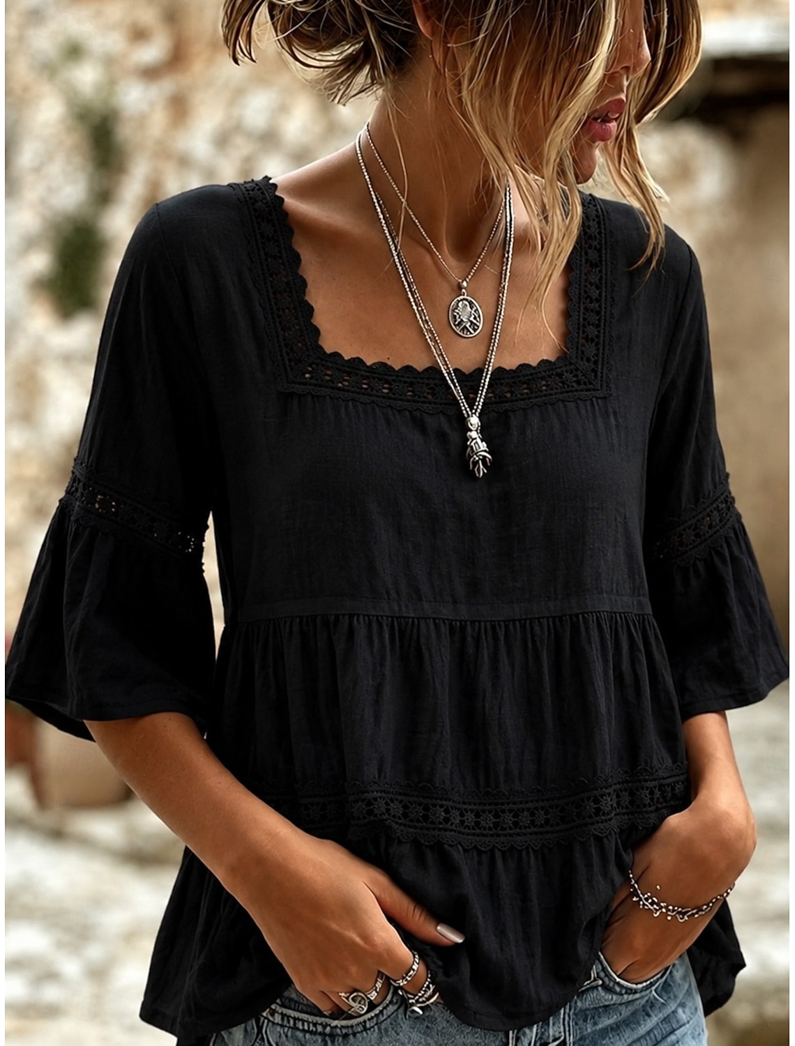 Women's Midi Dress Linen-feel Dresses Shift Dress Summer Dress Classic Casual Daily Loose Fit Plain Short Sleeve Crew Neck Blue Yellow Green Beige Summer Spring