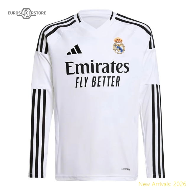 2024-2025 Real Madrid Long Sleeve Home Kit (kids) (alaba 4)
