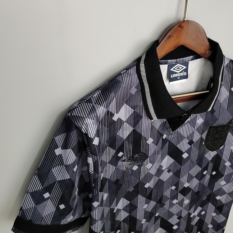 Durable 1990 England Black Retro Soccer Jersey Football Shirt