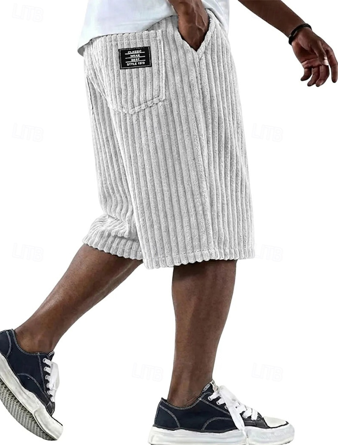 Men's Shorts Casual Corduroy Pocket Elastic Waist Simple Plain Comfort