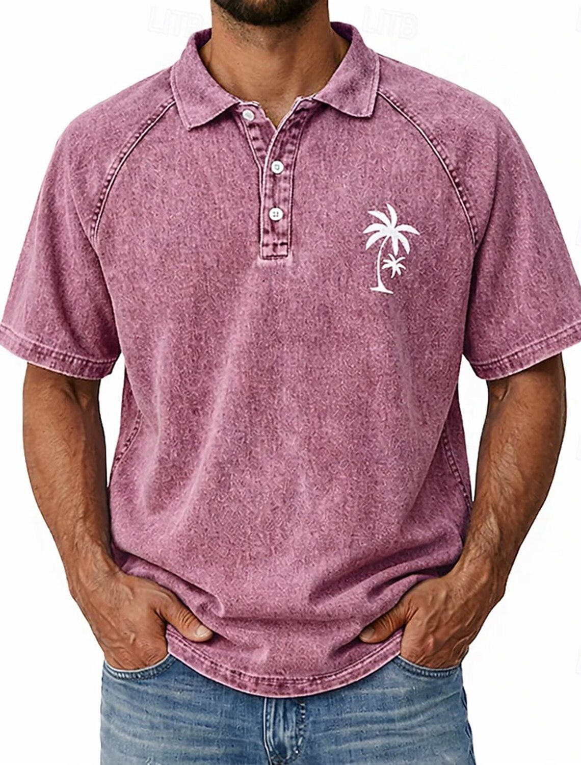 SoftFade™ Men's Polo Shirts 100% Cotton Acid Wash Shirt Casual Holiday Lapel Short Sleeve Fashion Basic Plain Vintage Distressed Summer Spring Dark Brown Black Light Green Navy Blue Light Purple