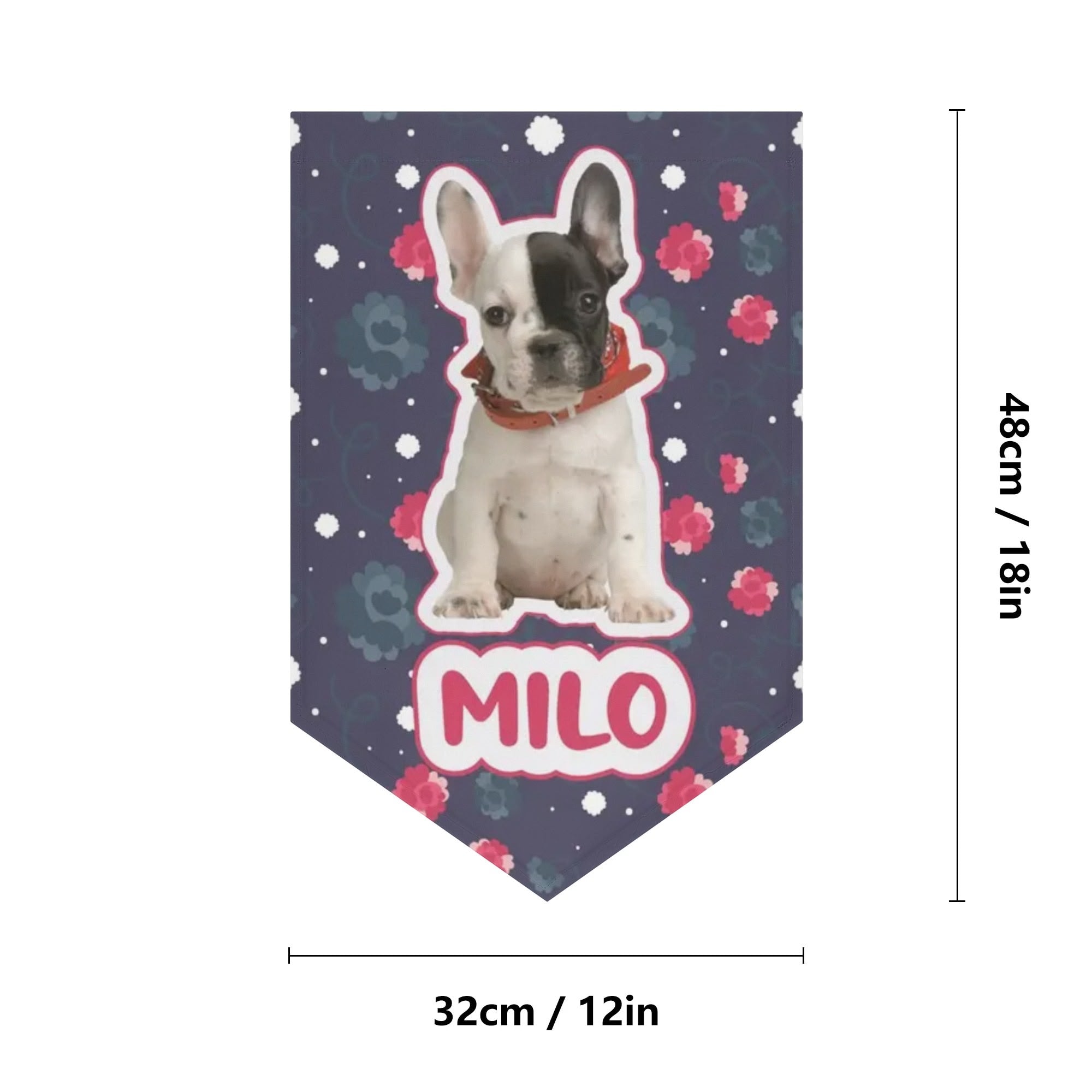 Minimal-Aesthetic Custom Garden Flag Banner With French Bulldog Name ...