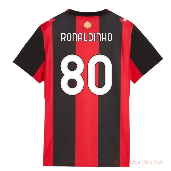 Club AC Milan 2026-2027 Home Shirt (Womens) (Ronaldinho 80)