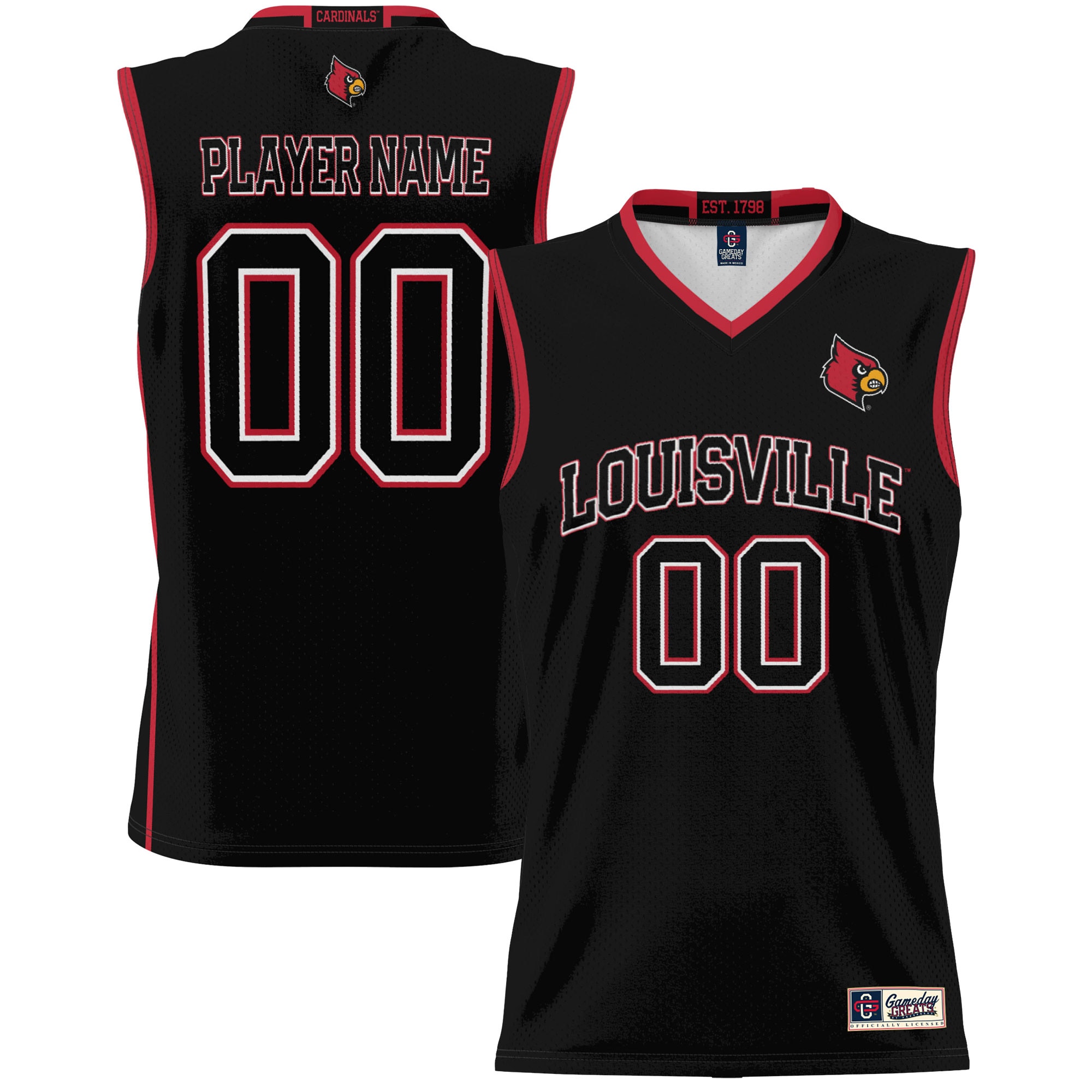 [NJP] Louisville Cardinals GameDay Greats Youth NIL Pick-A-Player Lightweight Men's Basketball Jersey - Black