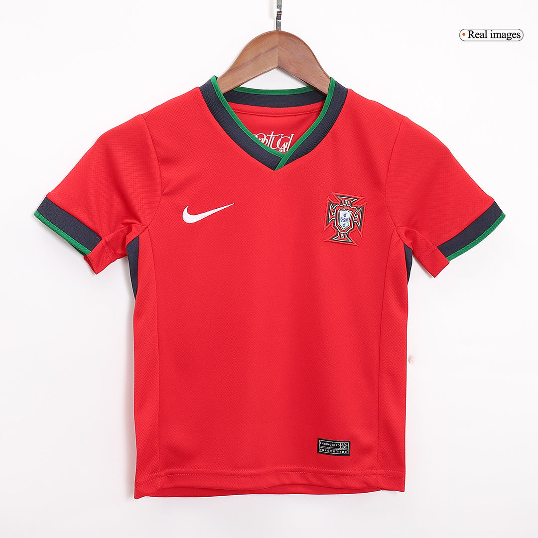 Kid's Portugal Home Jerseys Kit(Jersey+Shorts) Euro 2024 Authentic Kit