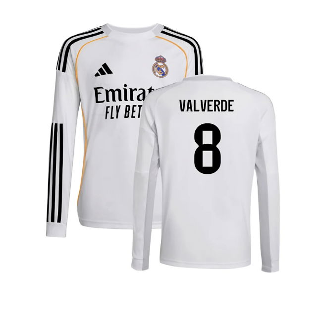 Real Madrid Long Sleeve 2025-2026 Home Shirt - (Youth