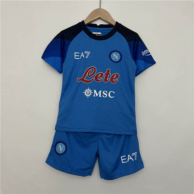 Kids 2223 Napoli Home Blue Football Kit ShirtShorts - Official
