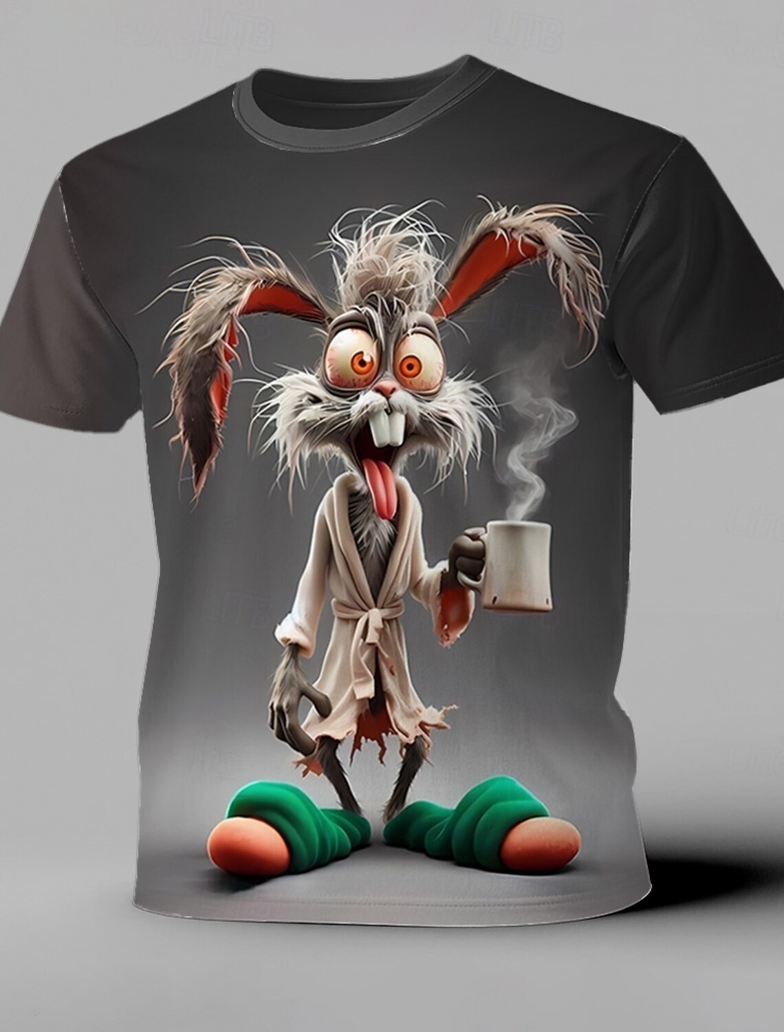 Men's Rabbit Rooster Funny T Shirt Short Sleeve 3D Print Crew Neck