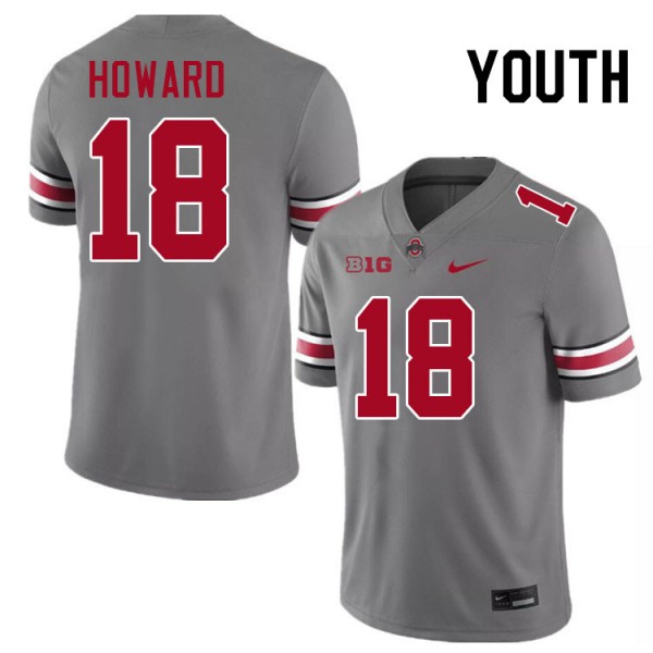 Youth Ohio State Buckeyes #18 Will Howard Grey Nike Stitch Jersey