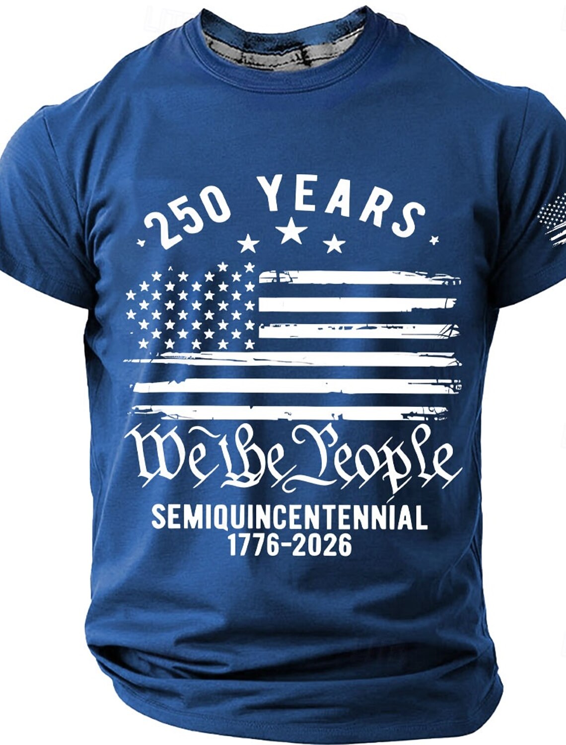 4th of July 2026 250th Men's Solid Color American US Flag T Shirt Short Sleeve T shirt 3D Print Crew Neck Shirt Vintage Retro Patriotic Daily Festival Blue Black Burgundy Summer Spring Clothing
