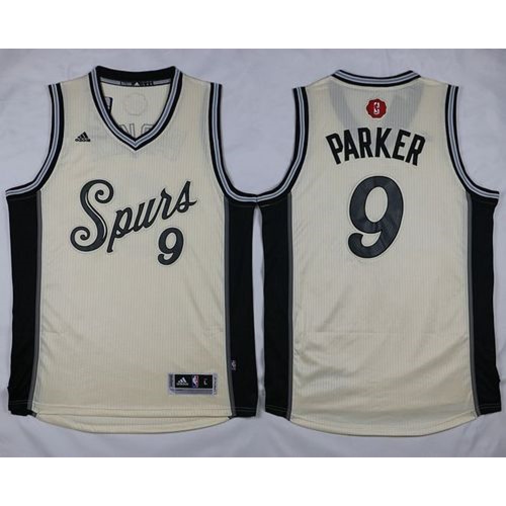 Spurs #9 Tony Parker Cream 2015-2016 Christmas Day Stitched NBA Jersey