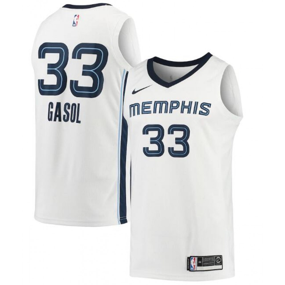 Men's Memphis Grizzlies #33 Marc Gasol White Association Edition Stitched Jersey