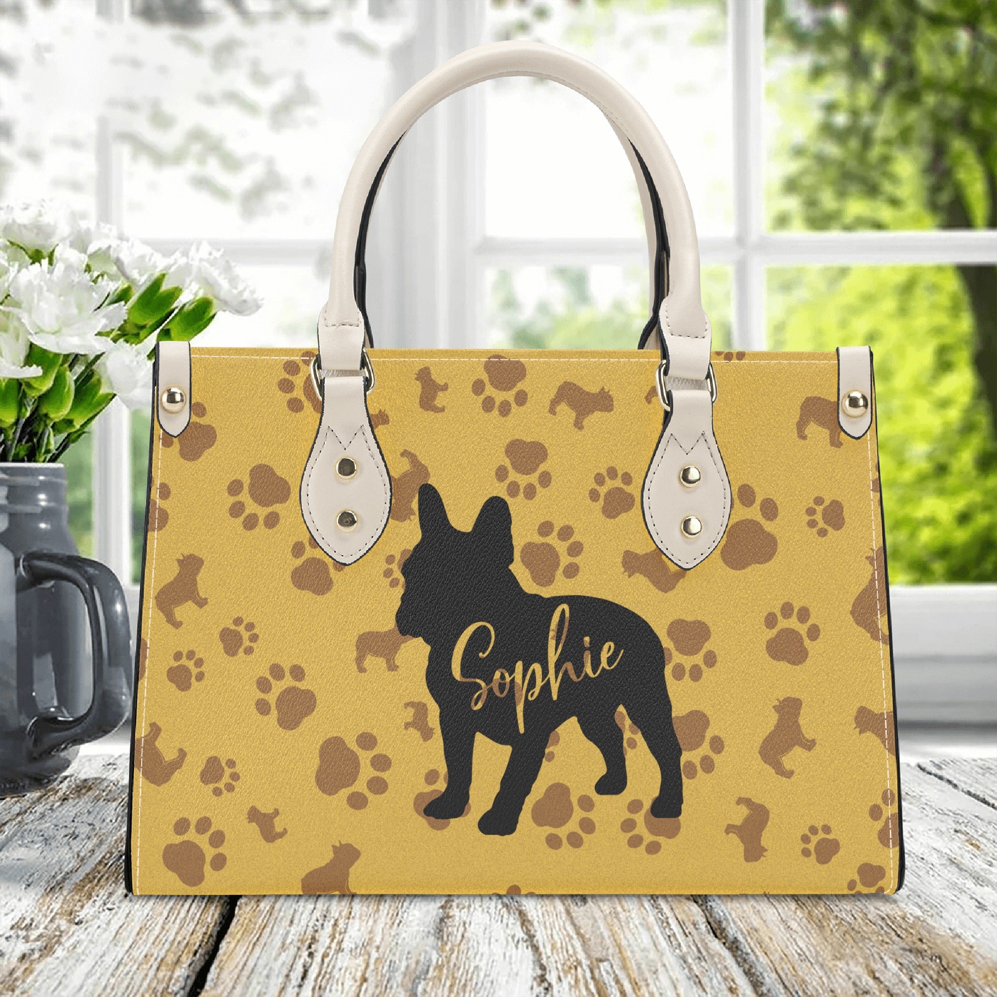 French Bulldog Lover Luxury Women Handbag With Frenchie Name