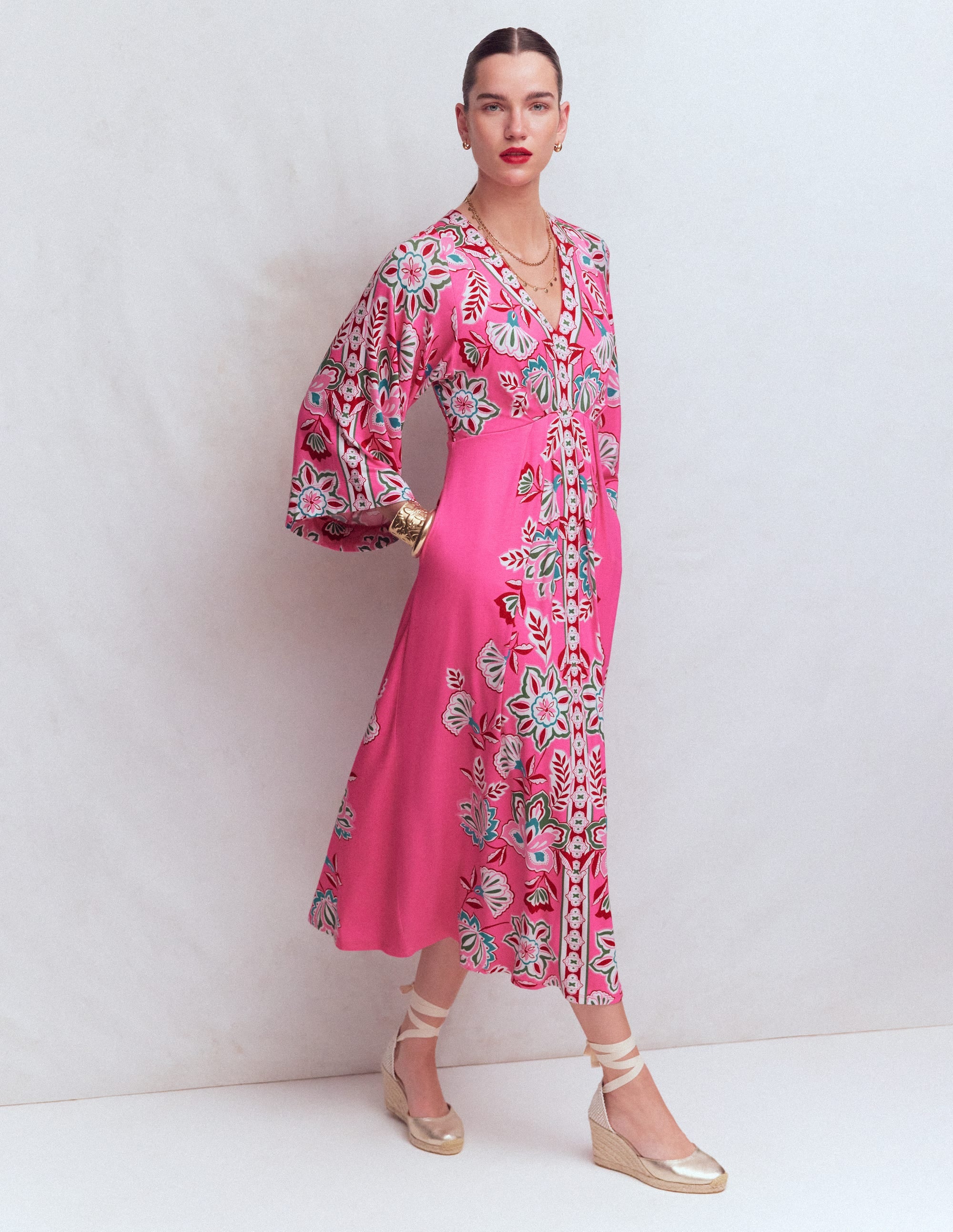 Nell Kimono Midi Jersey Dress