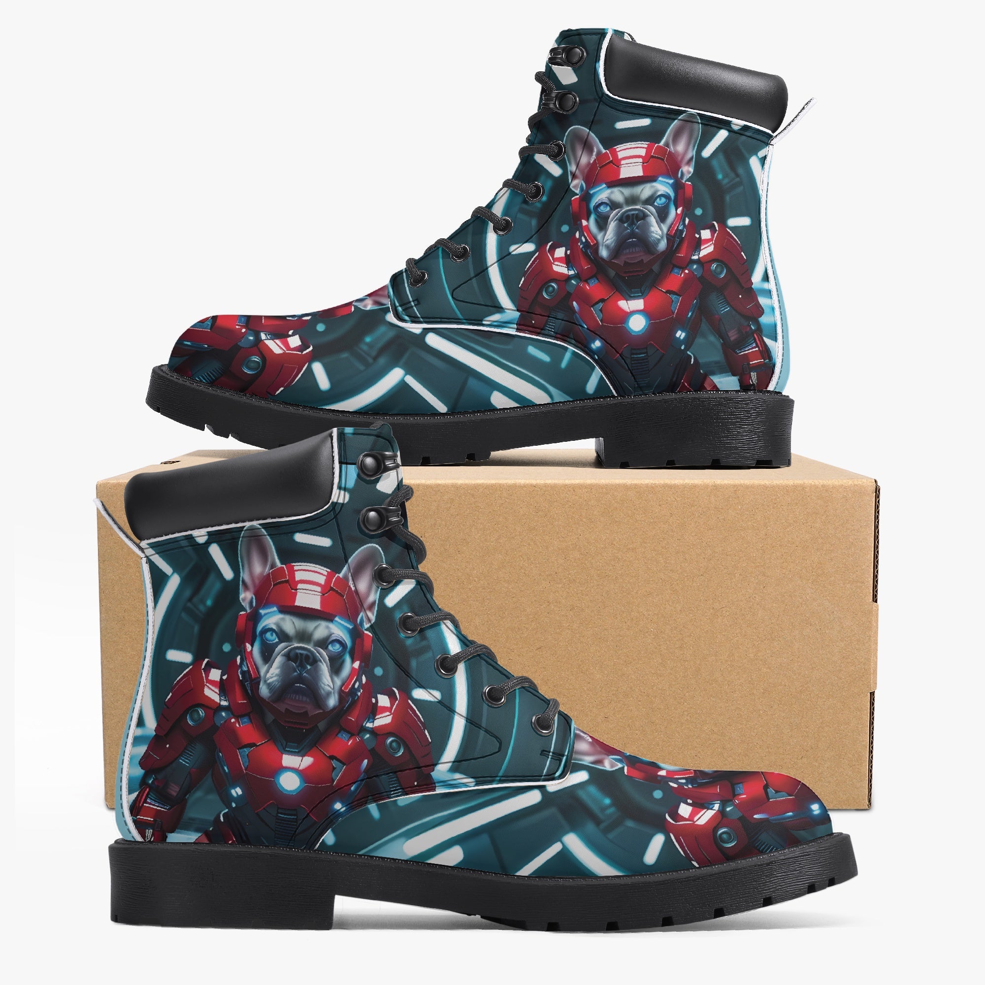 French Bulldog Lover Elton Casual Leather Boot Perfect Gift Idea