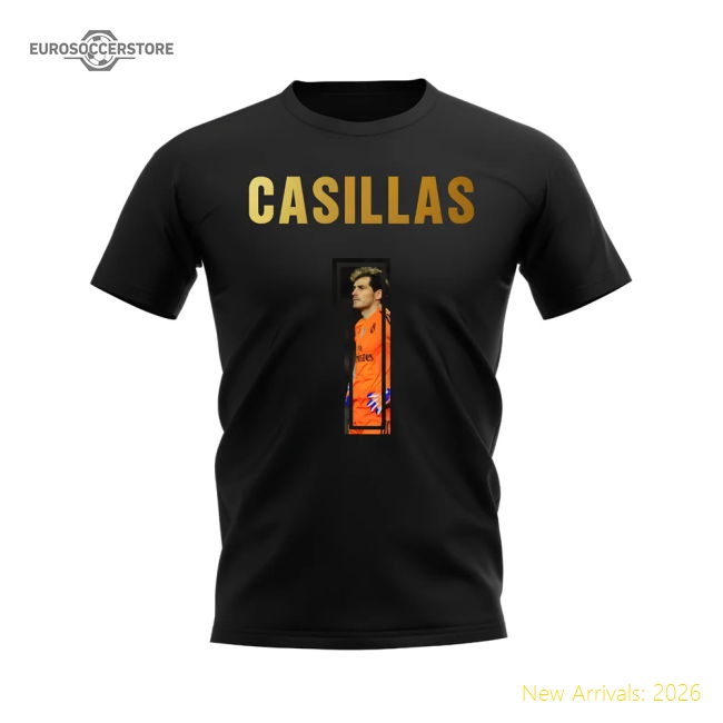Fan-Favorite Iker Casillas Name And Number Real Madrid T-Shirt (Black)