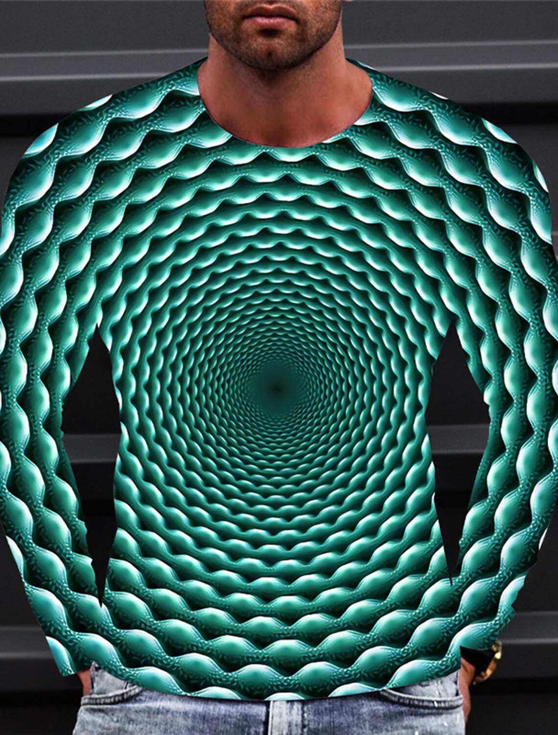 Men's Optical Illusion Graphic Prints T Shirt Long Sleeve 3D Print