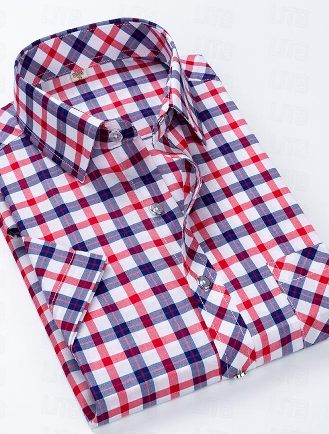 Men's Dress Shirt Plaid Shirt Collared Shirt Button Up Shirt Plaid / Check Wedding Casual Blue White Red Orange Short Sleeve Turndown Summer Spring Clothing Apparel