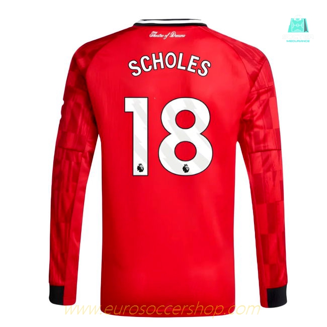 2025-2026 Man Utd Long Sleeve Home Shirt (Kids) (Scholes 18)