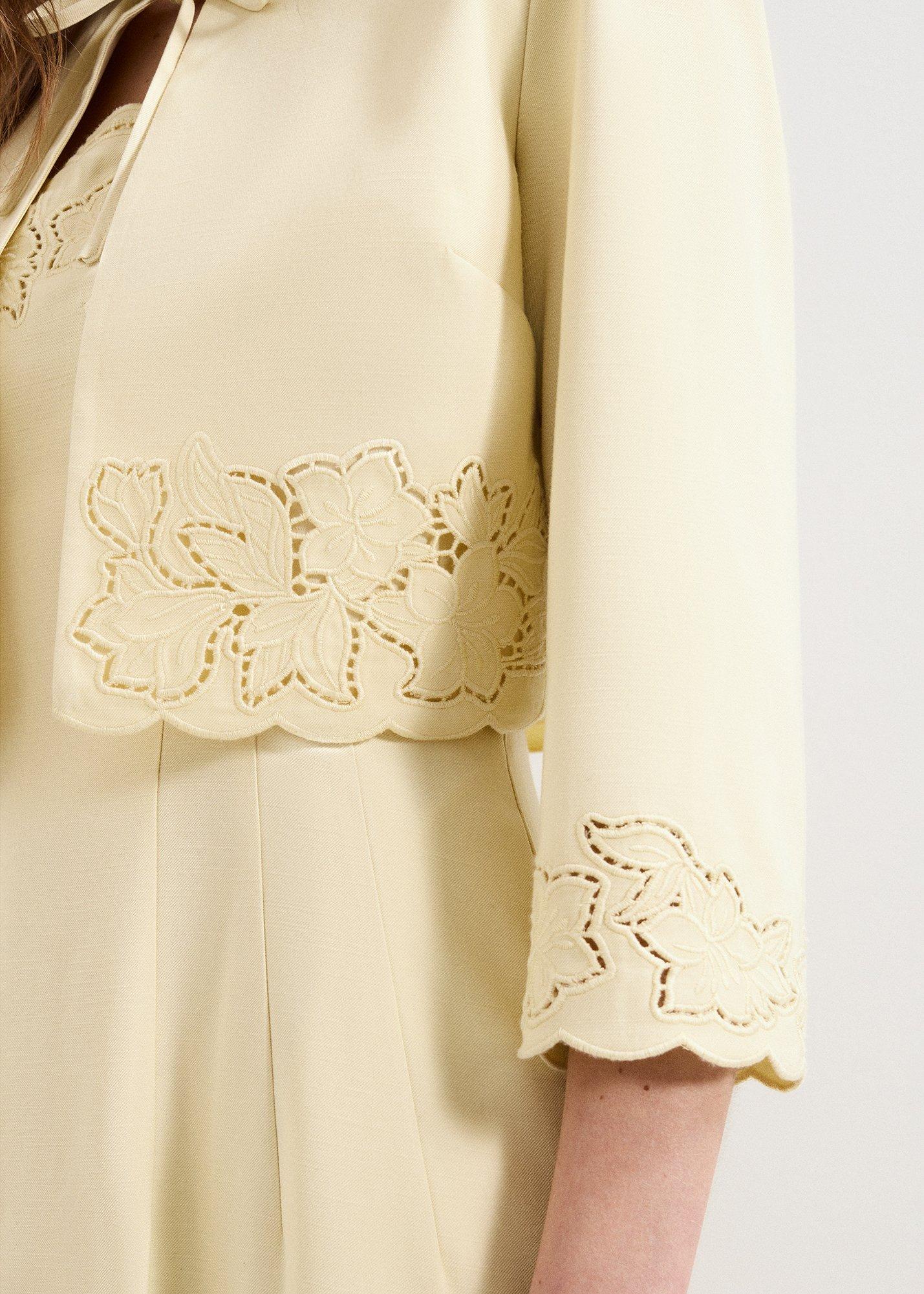 Wilda Yellow Embroidered Tie Jacket