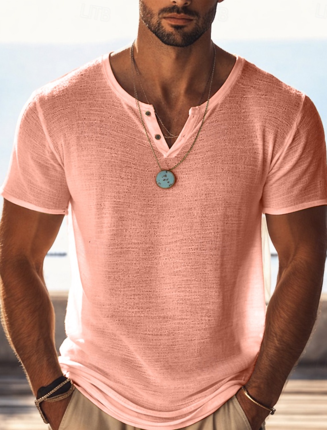 Men's Cotton Linen T Shirt Knit Tee Tee Top Short Sleeve V Neck Summer Solid Color Fashion Lightweight Basic Mesh Knitted Plain Casual Vacation Street Blue Black Light Green Top Tee for Men