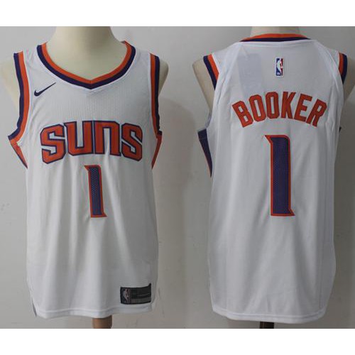 PHX White Nike D. Booker #1 NBA Jersey Basketball Jersey Quality