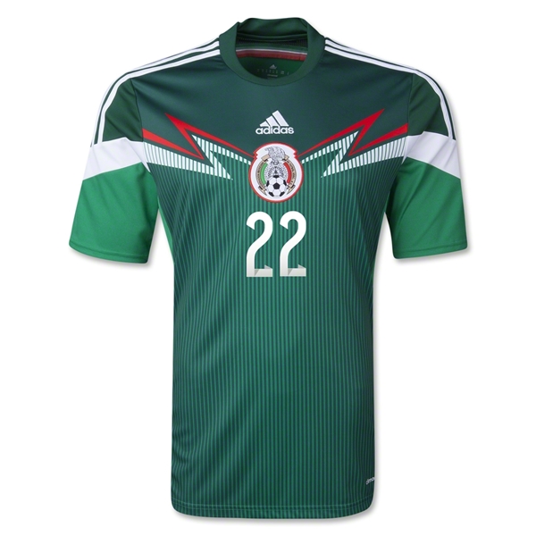 Comfort Fit 2014 Mexico 22 RJIMENEZ Home Green Soccer Jersey Shirt
