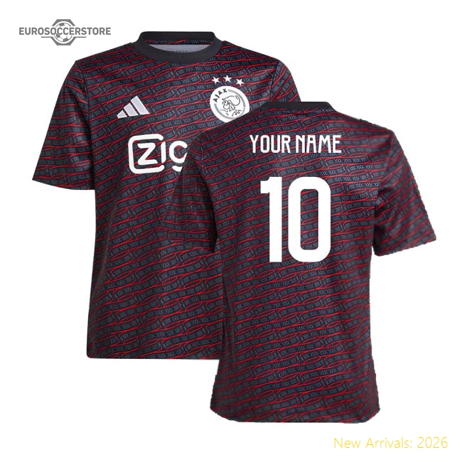 2024-2025 Ajax Pre Match Shirt (Black) - Kids (Your Name)