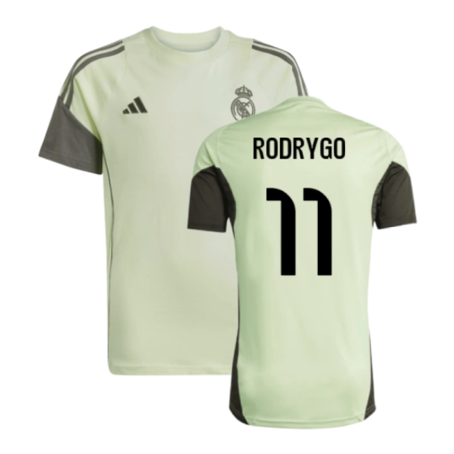 2025-2026 Real Madrid Training Tee (Almost Lime) - Kids (Rodrygo 11...