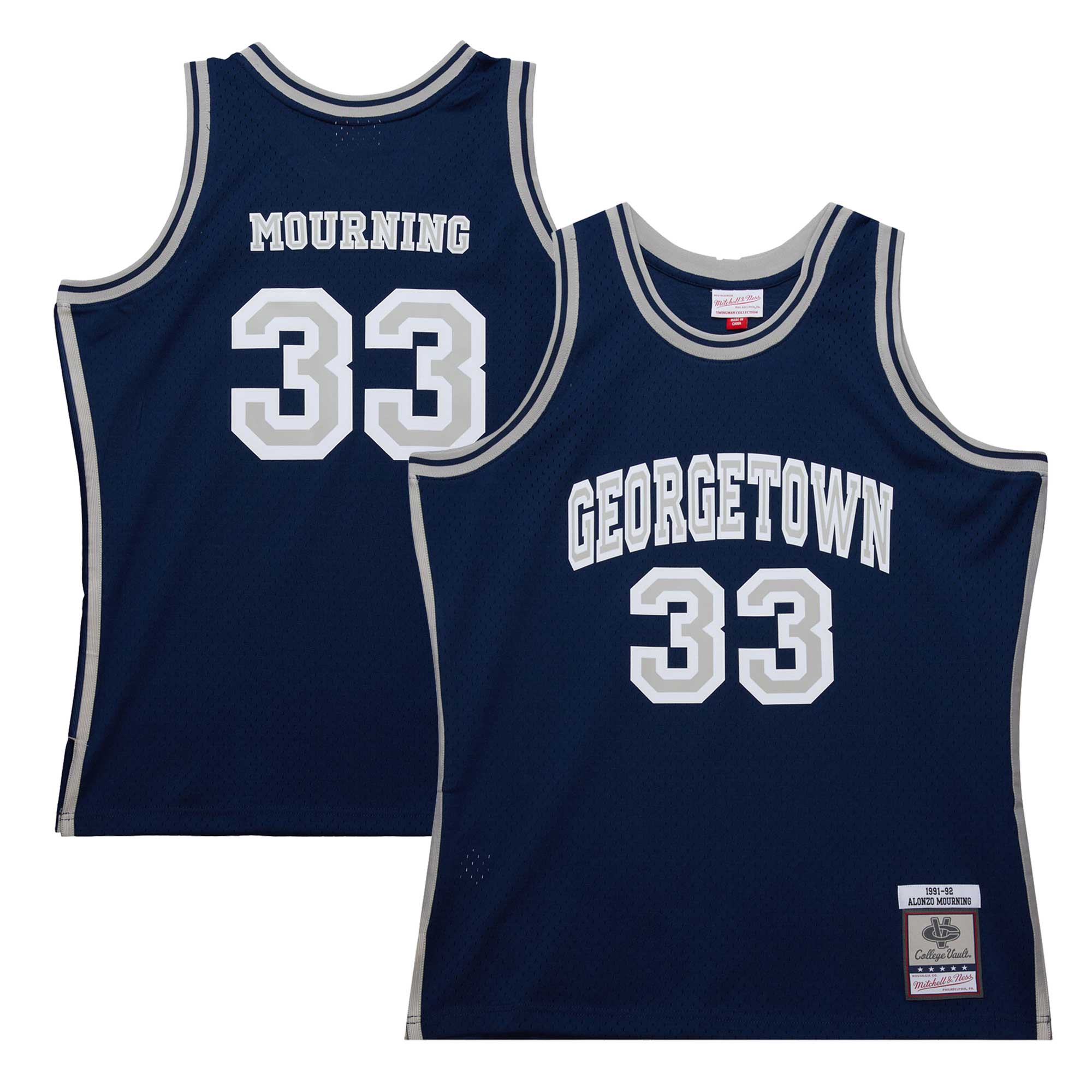 [NJP] Alonzo Mourning Georgetown Hoyas 1991/92 Swingman Player Jersey - Navy