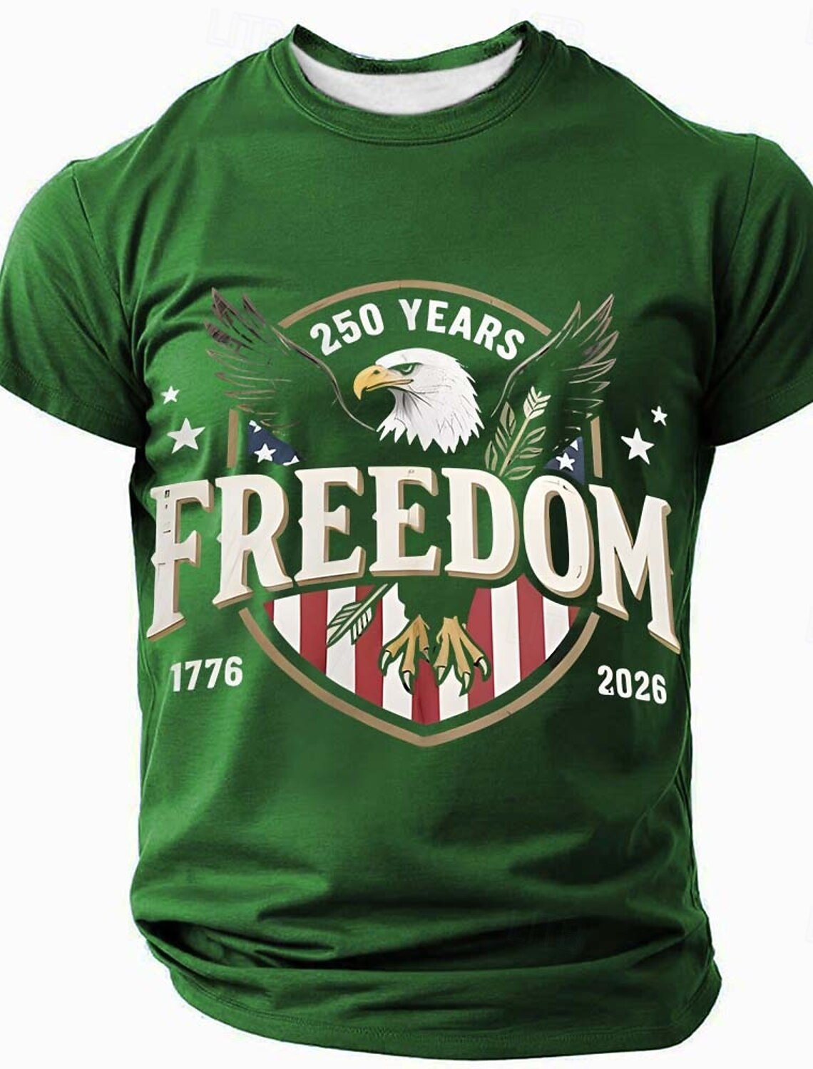 4th of July 2026 250th Memorial Day Men's 3D Print US Flag Crew Neck Short Sleeve T-Shirt Daily Street