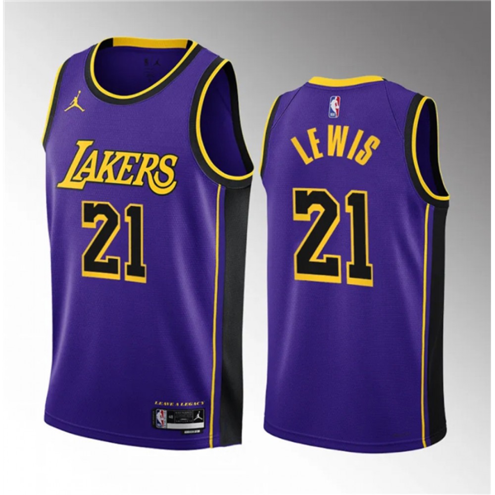 Men's Los Angeles Lakers #21 Maxwell Lewis Purple 2023 Draft Statement Edition Stitched Basketball Jersey