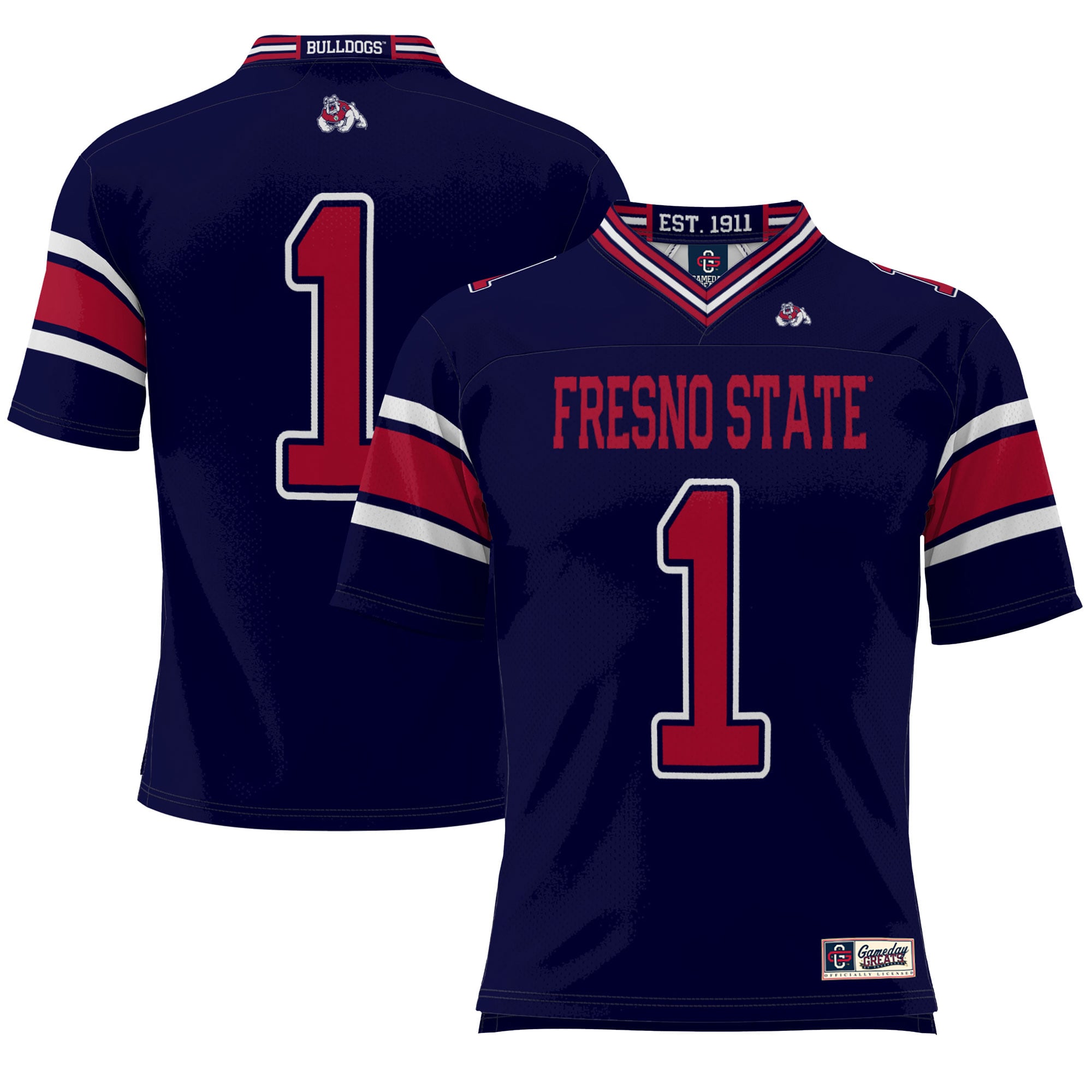 Youth #1 Navy Fresno State Bulldogs Endzone Football Jersey