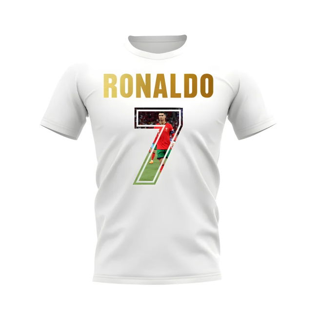 Cristiano Ronaldo Name And Number Portugal T-Shirt (White)